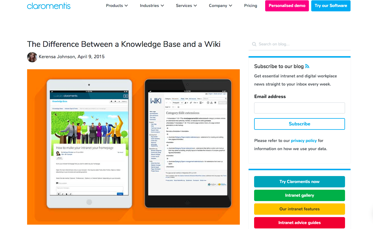 Difference between knowledge base and wiki